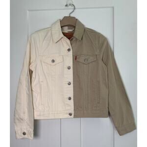 Levi's Original Trucker Jacket Tan Brown Size MEDIUM Spliced Mixed Signals